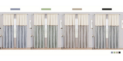 Semi Sheer Curtains Bohemian Linen Cotton Patchwork Grommet Top Window Drapes for Bedroom Living Room Kitchen Bathroom Cafe - Boho Country Cottage Style 4 Seasons 1 or 2 Panels