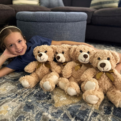 Stuffed Animal Mini Teddy Bear Set of Eight in Khaki Beige for Party Favors, Gift Bags and Events