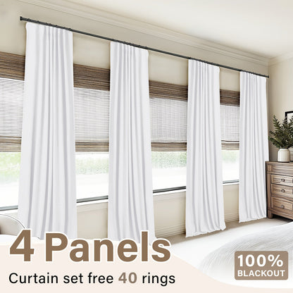 Four-Panel Textured Window Curtain Set in Ten Colors and 50-Inch Width with Four Exact Length Options