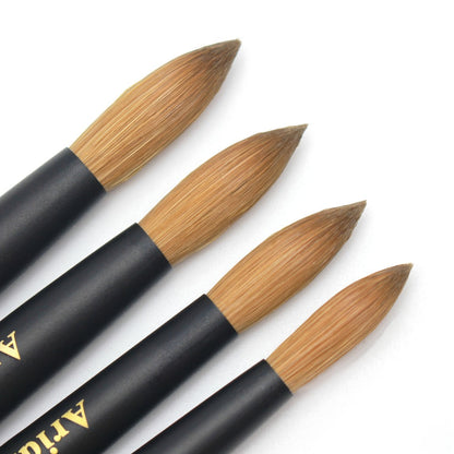 Kolinsky Nail Brush Round Head for Acrylic Extensions – Professional Black Wooden Handle Nail Art Brush with Genuine Kolinsky Hair Bristles, Sizes #8 #10 #12 #14 #16 #18 for Salon & Home Manicure Women