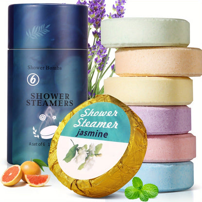 Shower Bombs 6 Pack Eucalyptus & Lavender Essential Oils — Aromatherapy Shower Steamers for Stress Relief Self Care Home Spa Gift for Women Men Birthday Mother's Day Christmas Valentine
