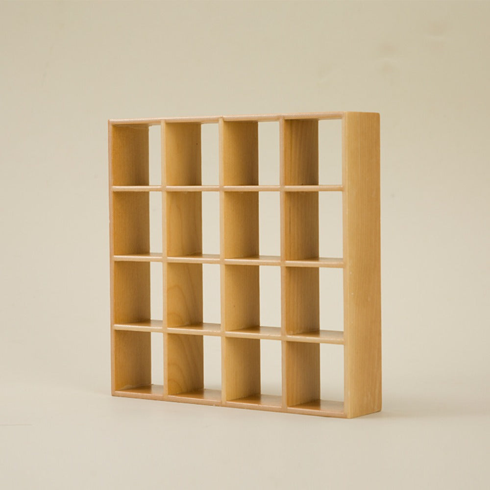 1:12 Scale 16-Compartment Dollhouse Display Cabinet in Four Finishes for Adult Miniature Dioramas