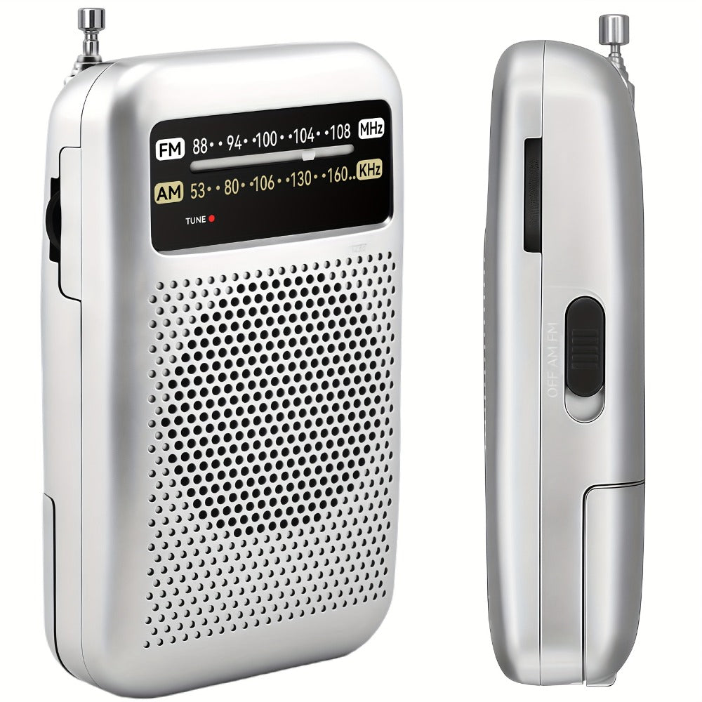 Pocket AM/FM Radio with 2-AA Battery Power, Headphone Jack and Single or Two-Piece Color Options