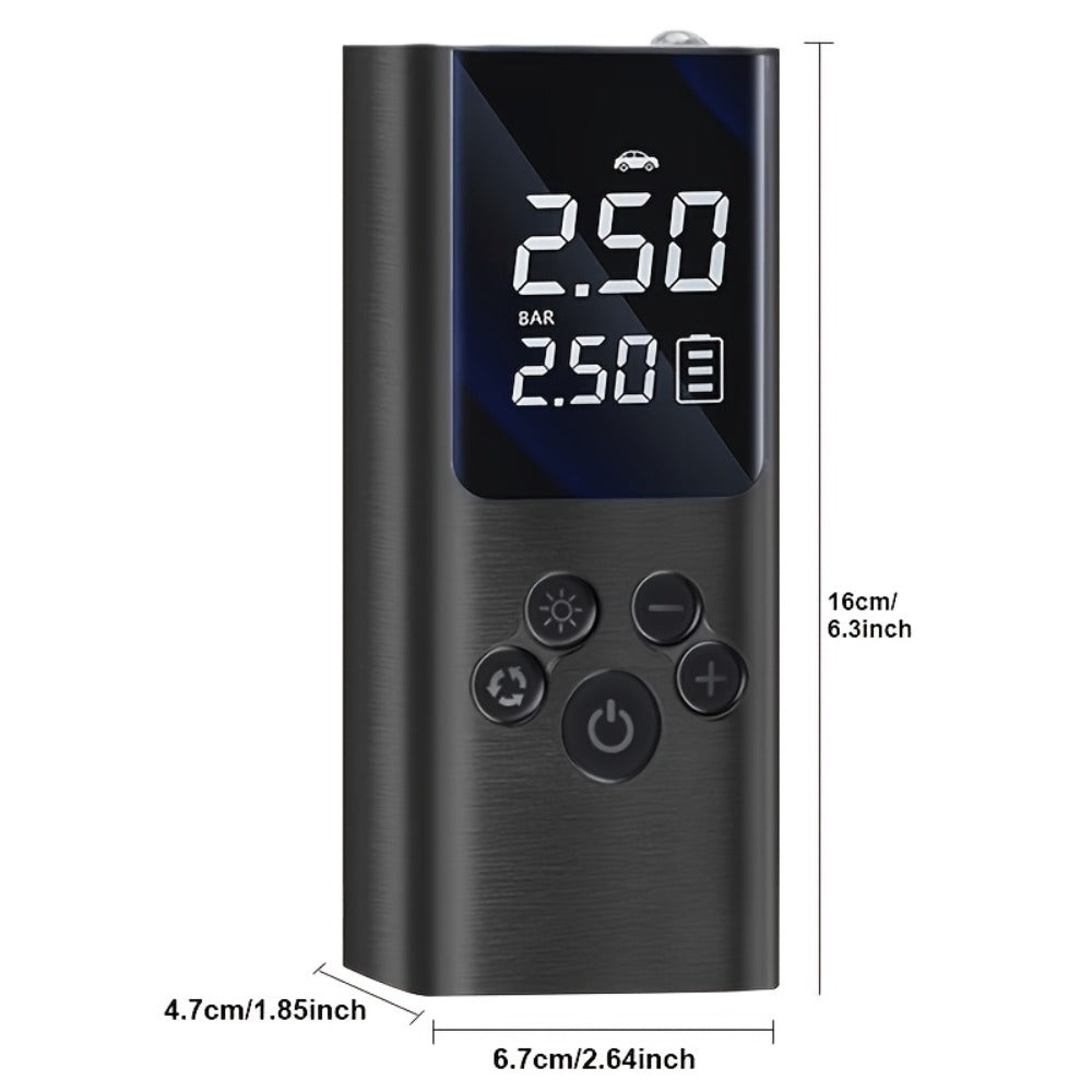 Cordless Tire Inflator Portable USB Rechargeable – Digital Gauge & LED Light, Fast Air Compressor with Auto Shutoff for Car, Bike, Motorcycle & Sports Equipment, Emergency Flat Tire Pump