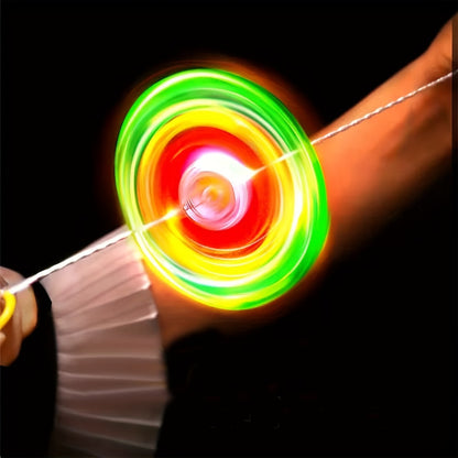 Thirty Pull-String Flywheel Spinner Toys with Four Assorted Colors and Pictured 7cm Wheel Diameter