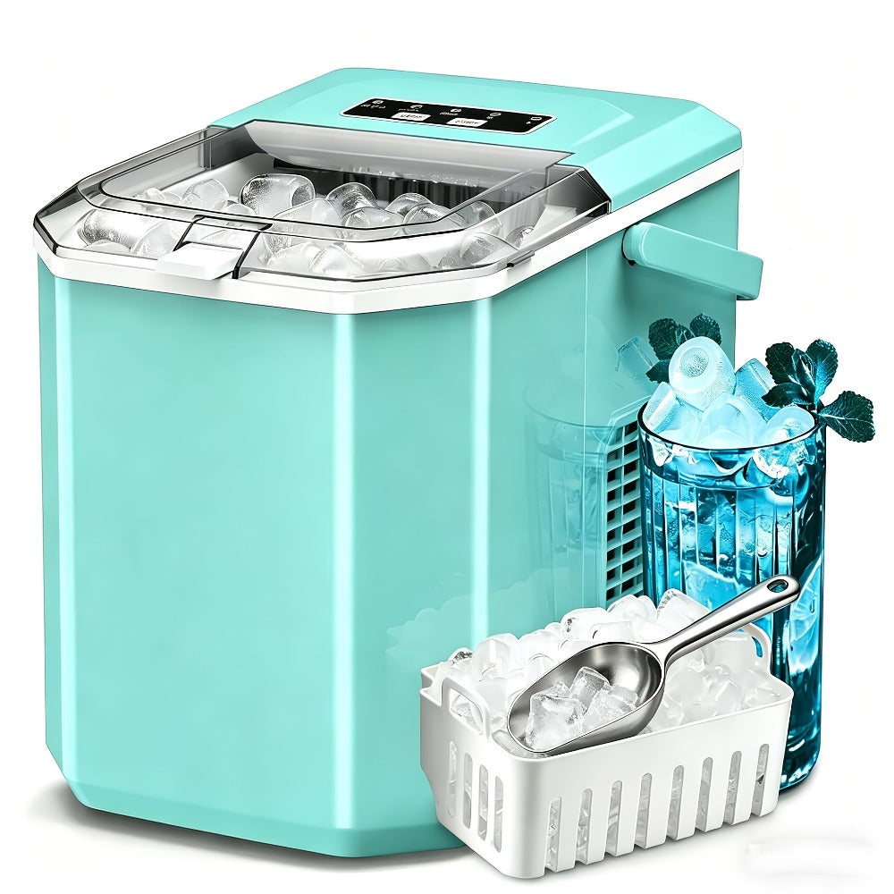 Countertop Ice Maker Per Day - 9 Ice Cubes Ready in 6 Minutes, Portable Ice Machine with Self-Cleaning