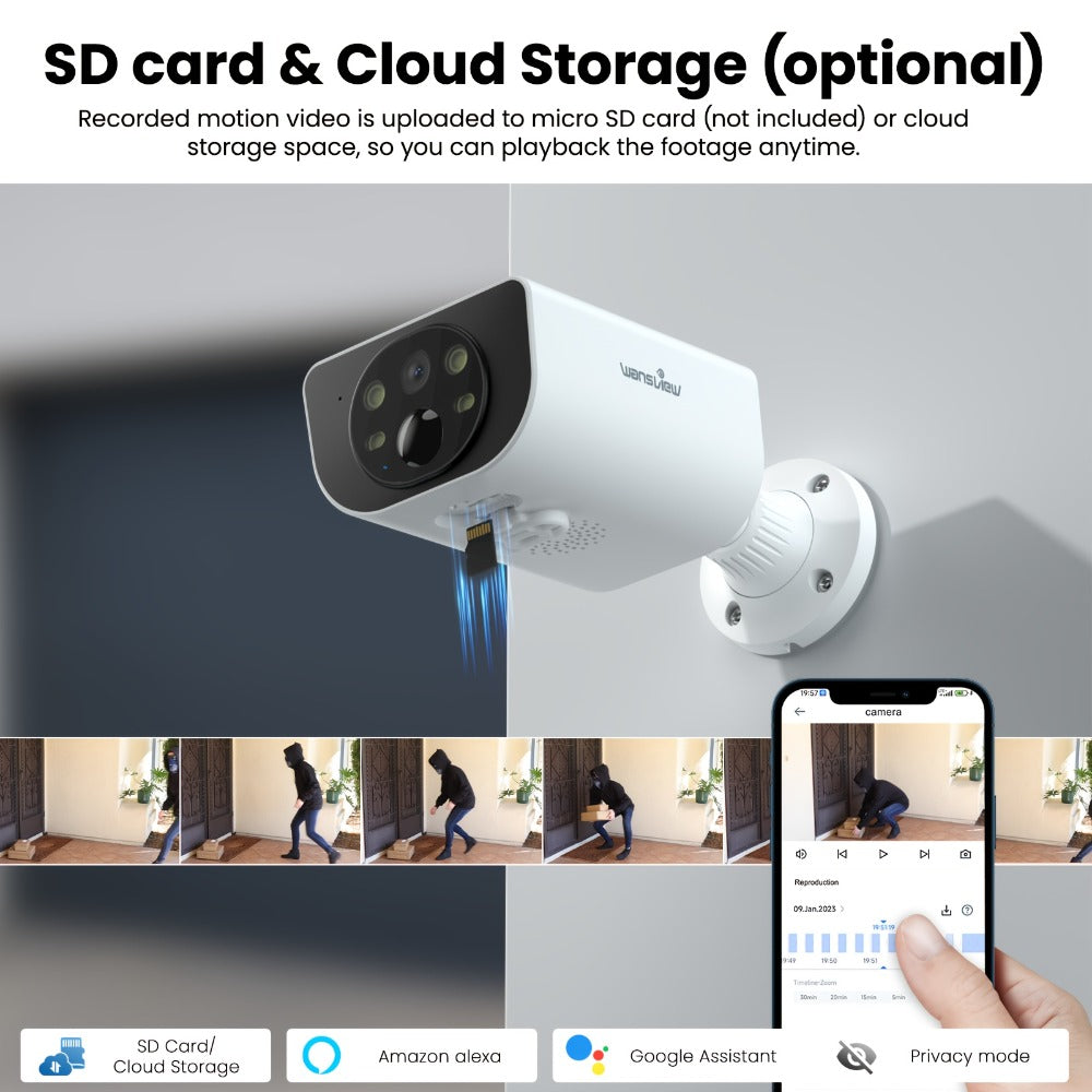 Wansview 2K Solar Outdoor Security Camera with 5000mAh Battery, WiFi and Optional SD or Cloud Storage