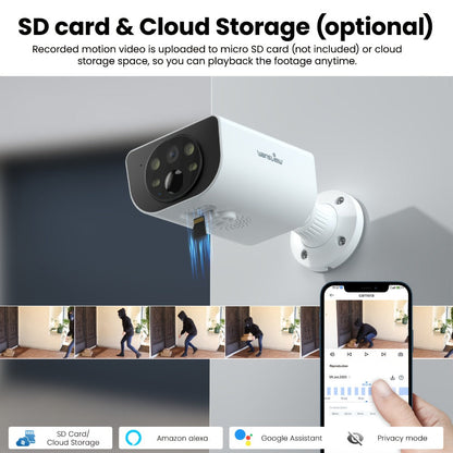 Wansview 2K Solar Outdoor Security Camera with 5000mAh Battery, WiFi and Optional SD or Cloud Storage