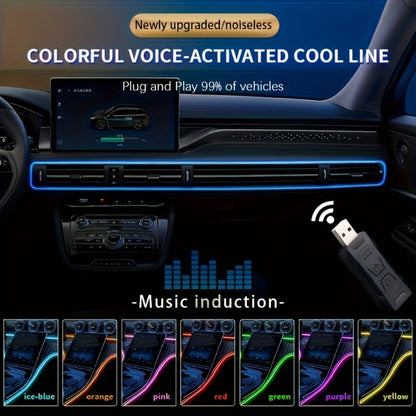 RGB Car Interior Lighting Kit 118" Fiber Optic USB App Control Music Sync Ambient Light Strip for Dashboard Door Decoration, Battery-Free Plug-and-Play Atmosphere Upgrade for Cars Trucks SUVs