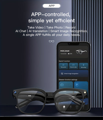 AI Camera Glasses 4K Recording & Real-Time Translation – 163 Languages, 8MP Wide-Angle FPV, 4GB Storage, Wireless Smart Glasses for Travel & Driving