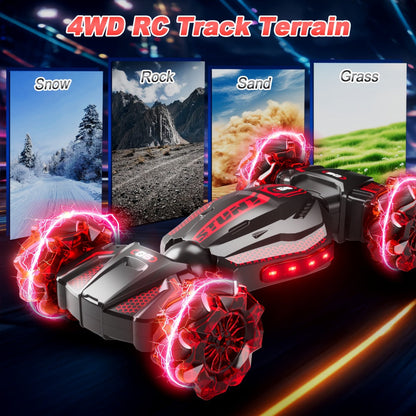 Remote Control Car, 1:24 Scale 8WD Stunt Racer with 2.4GHz Dual Remotes, 28KM/H Source Speed, LED Lights and Two Colors