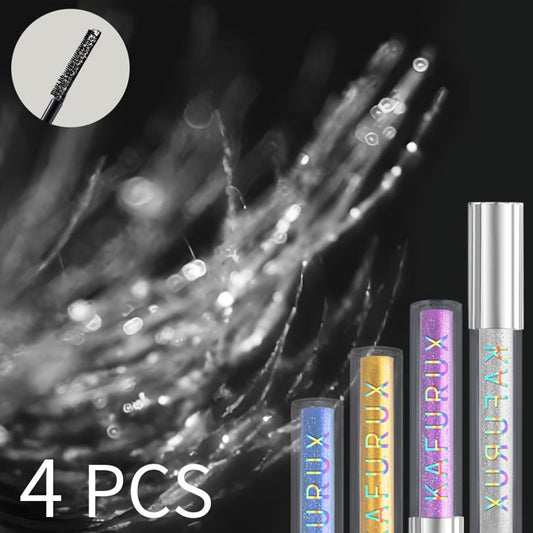 Colored Mascara Set 4pcs for Women — Vibrant Silver Blue Yellow Purple Curling Long-Lasting Formula, Highly Pigmented Bold Eye Makeup for Daily Wear Clubbing Festival Party Looks