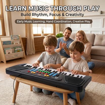 Kids Electronic Keyboard with Microphone, Black, Music Learning Toy for Boys & Girls, Sing-Along Piano Instrument, Educational Birthday Christmas Gift for Children Ages 3+