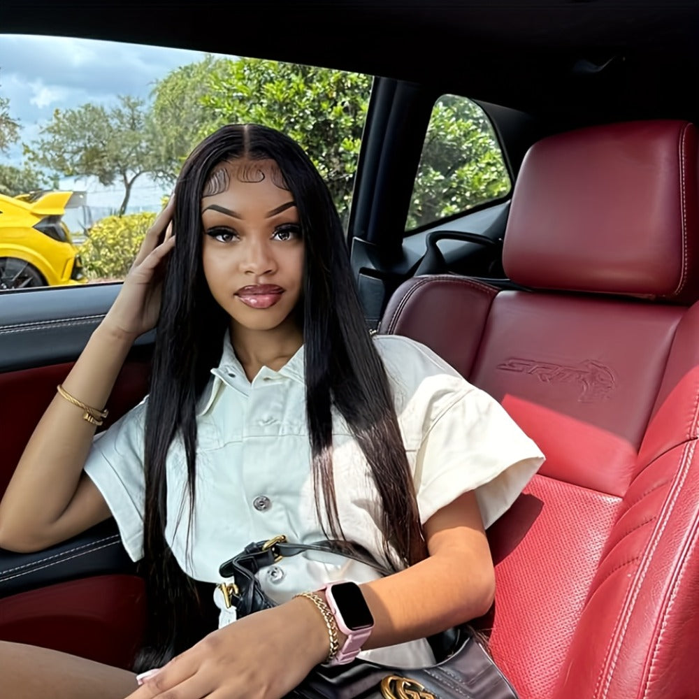 Lace Front Wig Straight Human Hair, 8-38 Inch Natural Color with 13x4 HD Front and 200% Density