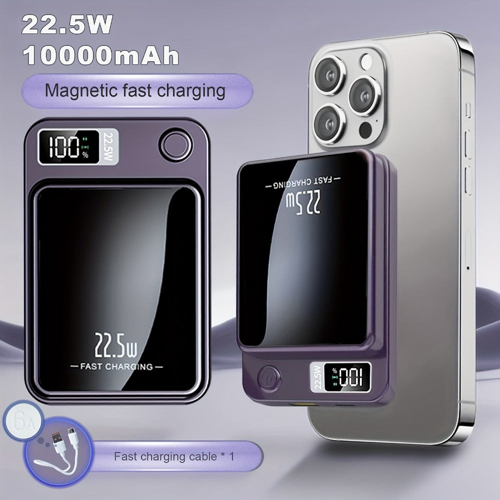 Magnetic Wireless Power Bank with 5000mAh and 10000mAh Labels, Flip Display and Four Color Options