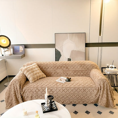 Sofa Cover Soft Polyester Velvet Bohemian Jacquard Throw for 3 or 4-Seater Sofas in Five Colors