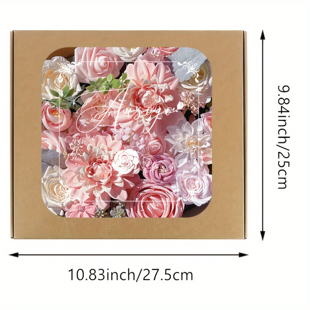 Artificial Roses Box Set for Wedding Bouquet, DIY Centerpiece & Home Decoration – Pink Valentine's Day Spring Flowers