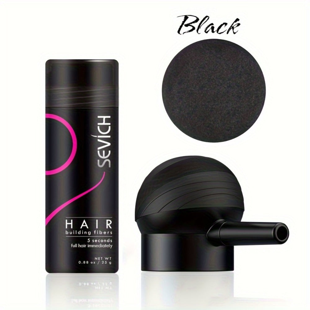 Compact Two-Piece Hair Fiber Set with Spray-Head Containers in Black, Dark Brown or Medium Brown
