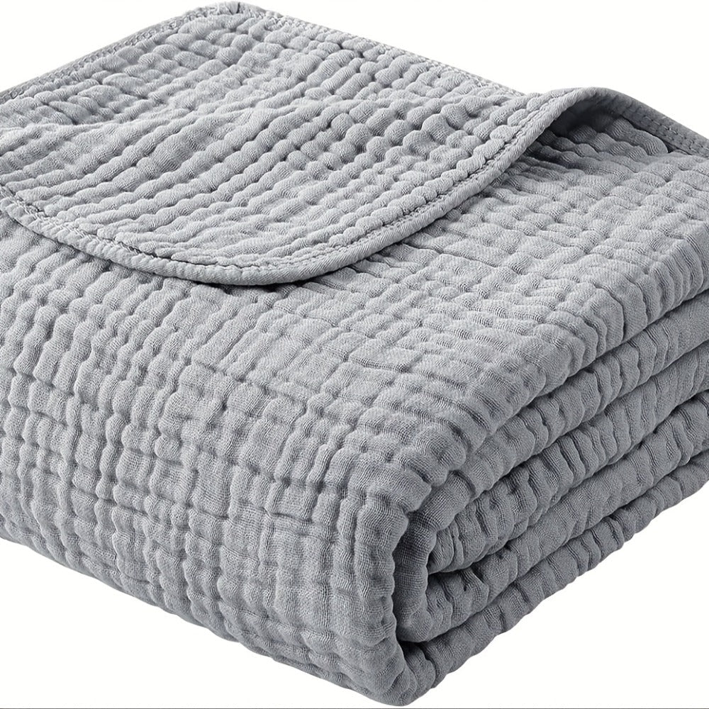 Morandi Cotton Muslin Blanket 6-Layer – Soft Gauze Throw for Couch & Bed, Lightweight Breathable All Season, Machine Washable, 6 Colors