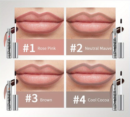 Four-Color Two-in-One Lip Stain Pen Set with Liner Tip and Matte Finish for Daily Makeup Looks