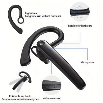 Bluetooth 5.4 Noise Cancelling Wireless Earphone Dual Microphone CVC8.0 200 Hours Talk Time Hands-Free Earpiece for iOS Android Home Office Meeting Driving