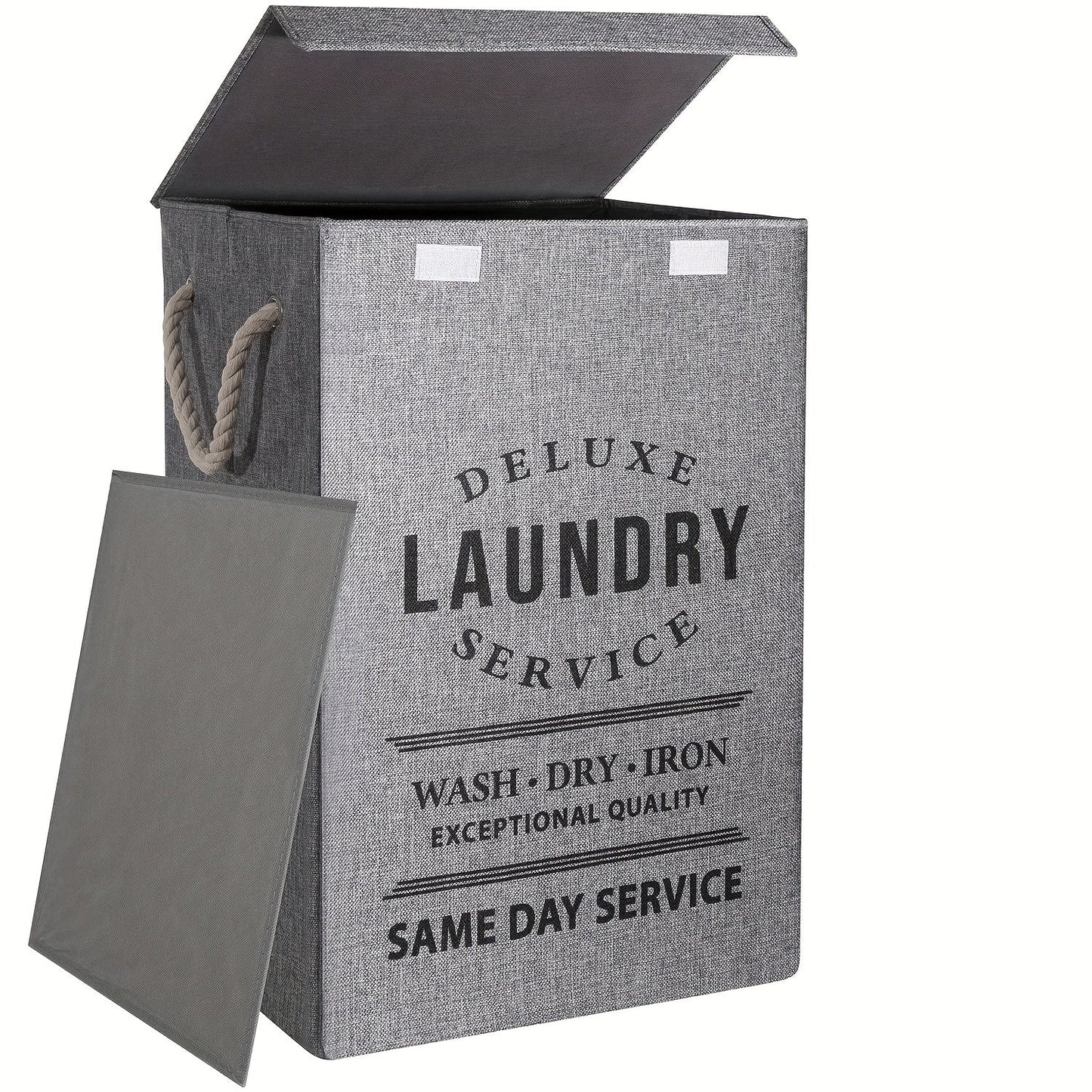 Laundry Hamper Collection in Black or Gray Lidded Styles and One- or Three-Pack Foldable Basket Options