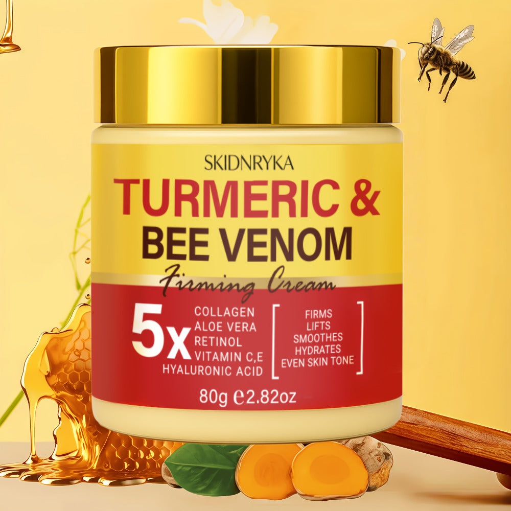 Face Cream Turmeric Bee Venom Two-Piece Day and Night Set with Hyaluronic Acid, Collagen and Vitamins C and E