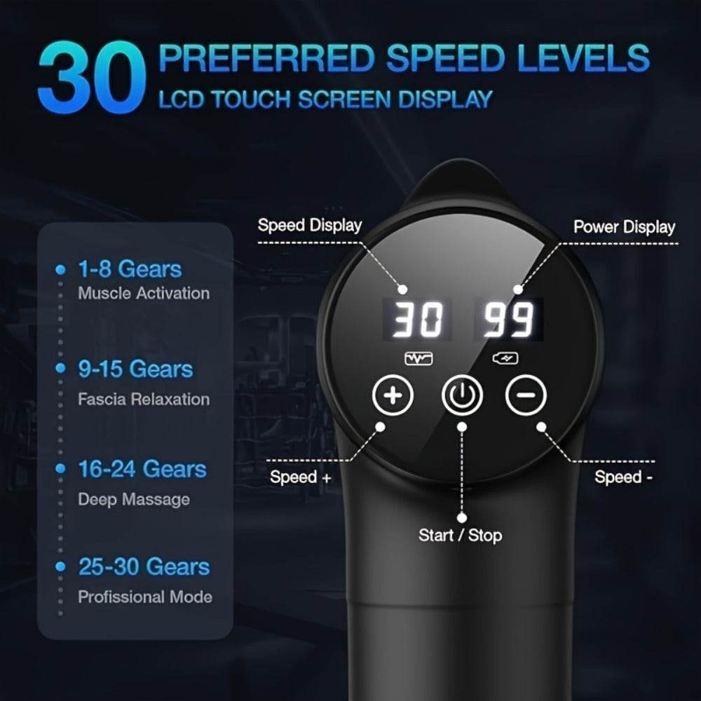 Handheld Massage Gun Collection with X6, M68-7 and X7 Model Labels in Black or Grey Finishes
