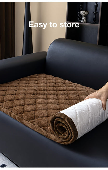 Sofa Cover Plush-Texture Cushion Panels in Pillowcase and 1, 2, 3 or 4-Seat Dimensions in Four Colors