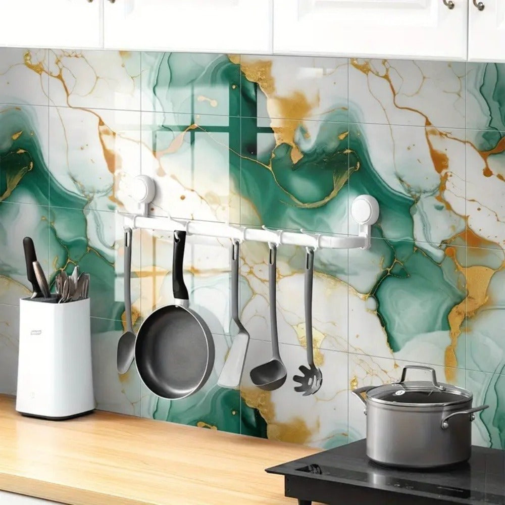 Twenty-Piece 30 cm Marble-Pattern Wall Tile Sticker Set with Five White, Green, Gray or Black Designs