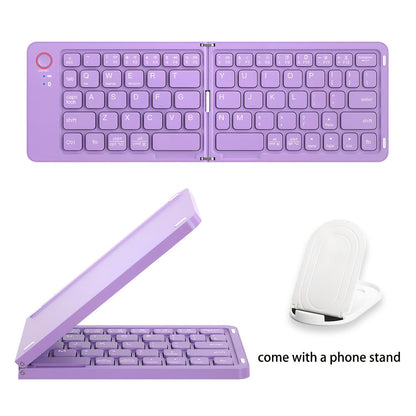 Double-Fold Pocket Bluetooth Keyboard Rechargeable Ultra-Lightweight Travel Wireless Keyboard Compatible with iOS Android Windows Tablets Phones Laptops Available in 5 Colors