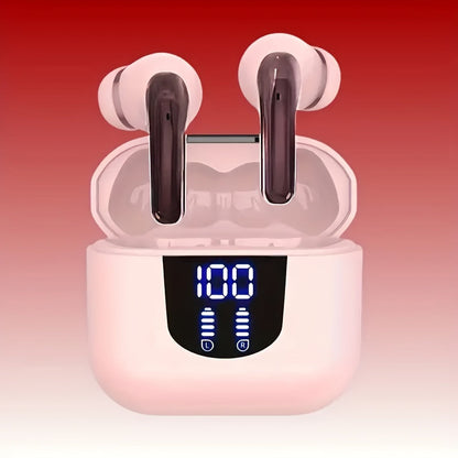 Bass Stereo Wireless Earphones Bluetooth 5.4, 40-Hour Playtime In-Ear Earbuds with Noise Cancelling Mic & LED Display, Touch Control Type-C Charging, Compatible with Laptop Tablet Phone, Sport Exercise