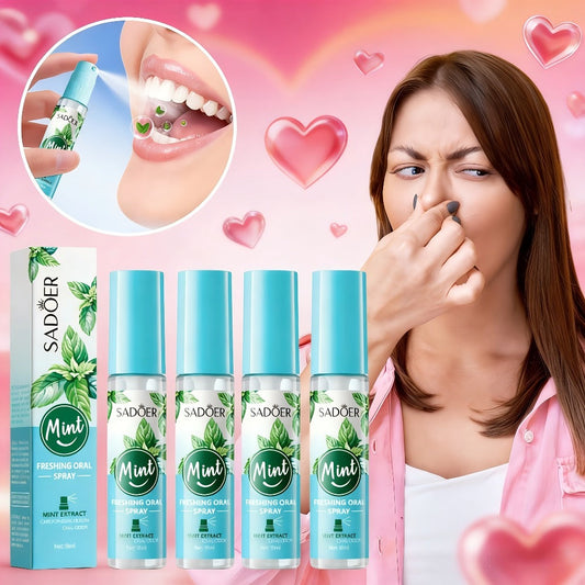 Mint Breath Spray with Tea Tree Essence Portable Oral Freshener — Fast-Acting Compact Pocket-Size Mouth Spray for On-the-Go Fresh Breath, Available in 2-Pack & 4-Pack Gift Set