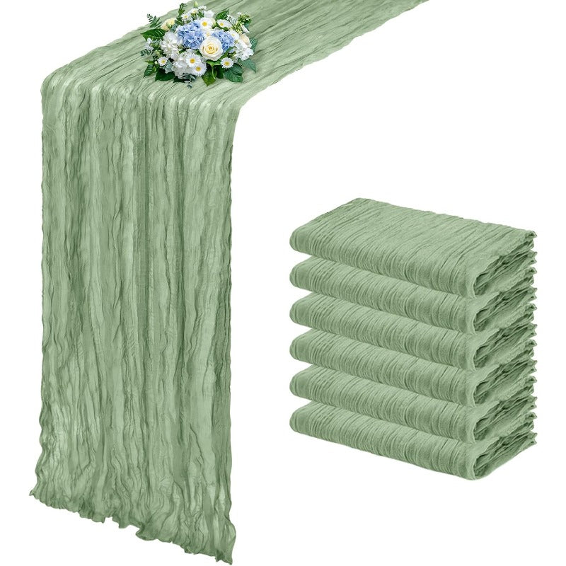 Six-Piece Cheesecloth Table Runner Set, 21.7 x 72.8 Inches Each in Nine Colors for Dining and Events