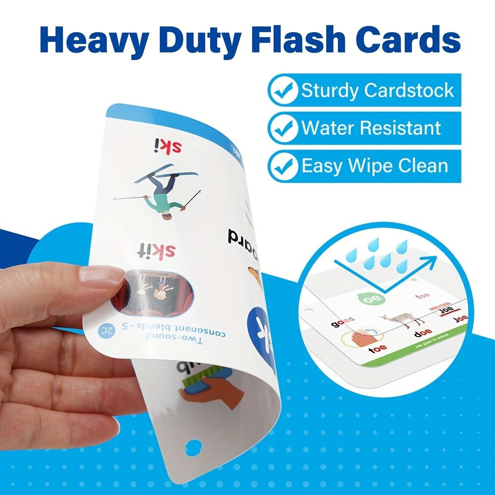 Phonics Flash Cards for Kids 76 Cards 24 Principles – CVC Digraphs Consonant Blends Long Vowels, Learn to Read Spelling Aid for Kindergarten Homeschool Classroom, Educational Gift Pre-K 1st 2nd Grade Ages 3-8