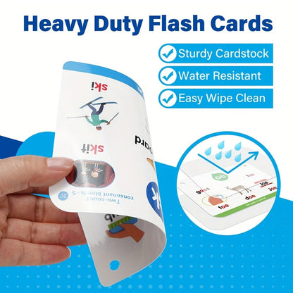 Phonics Flash Cards for Kids 76 Cards 24 Principles – CVC Digraphs Consonant Blends Long Vowels, Learn to Read Spelling Aid for Kindergarten Homeschool Classroom, Educational Gift Pre-K 1st 2nd Grade Ages 3-8