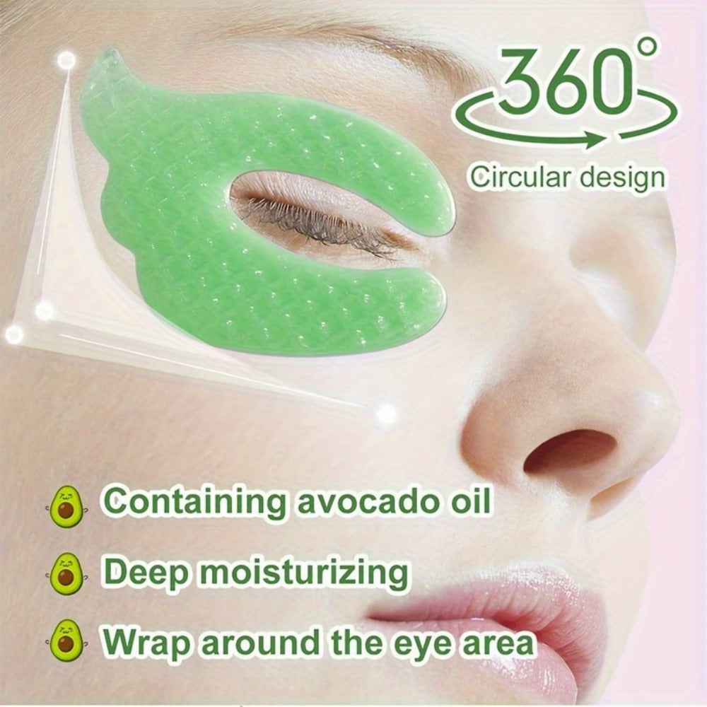 Three-Box Avocado-Print Under-Eye Patch Set with Green Individual Packs and Shea Butter Package Wording