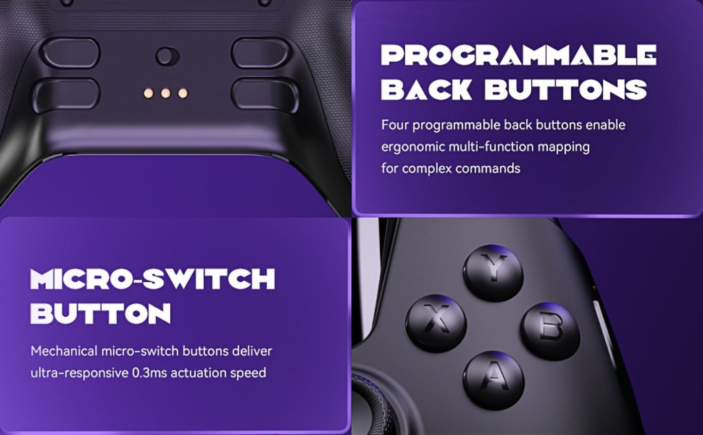 Hall Effect Wireless Gaming Controller V2 Black – Interactive Screen, RGB Lighting, Remappable Buttons, 1800mAh Battery with Charging Dock, No Drift for PC Switch iOS Android Steam Deck – Not Compatible with PS or Xbox