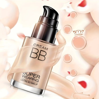 Moisturizing BB Cream Liquid Foundation Set 2-Piece with Makeup Sponge — Flawless Long-Lasting Medium Coverage Skin-Isolating Concealer for All Skin Types Women Natural & Light Beige Shades