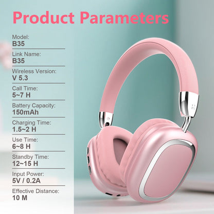 B35 Over-Ear Headphones with Bluetooth 5.3, 40mm Drivers, 90-Degree Rotating Earcups and Five Color or Storage Sets