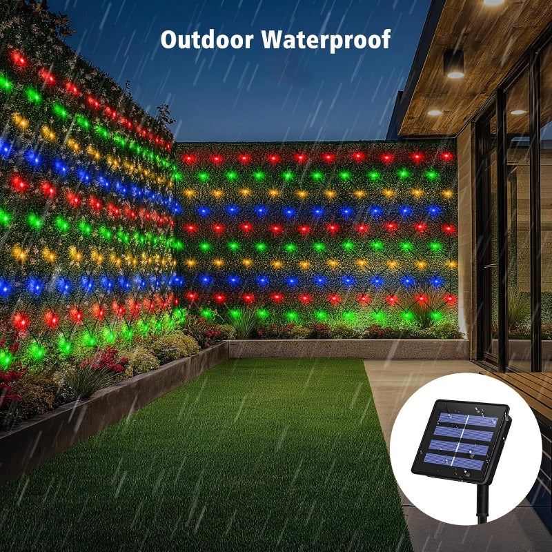 Solar Net Mesh Lights with Separate Panel, 100 to 360 LEDs and Three Colors for Outdoor Displays