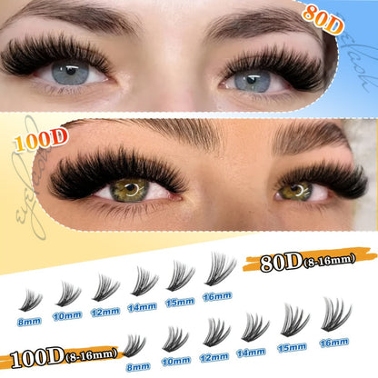 C-Curl Lash Extension Kit with 720 Clusters in 30D-100D Mixed Densities, Bond Product, Tweezers and Brush