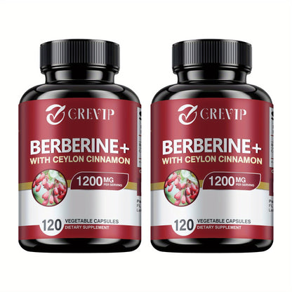 Dietary Supplement Berberine HCl and Ceylon Cinnamon Capsules, 120 Count with Multi-Bottle Options