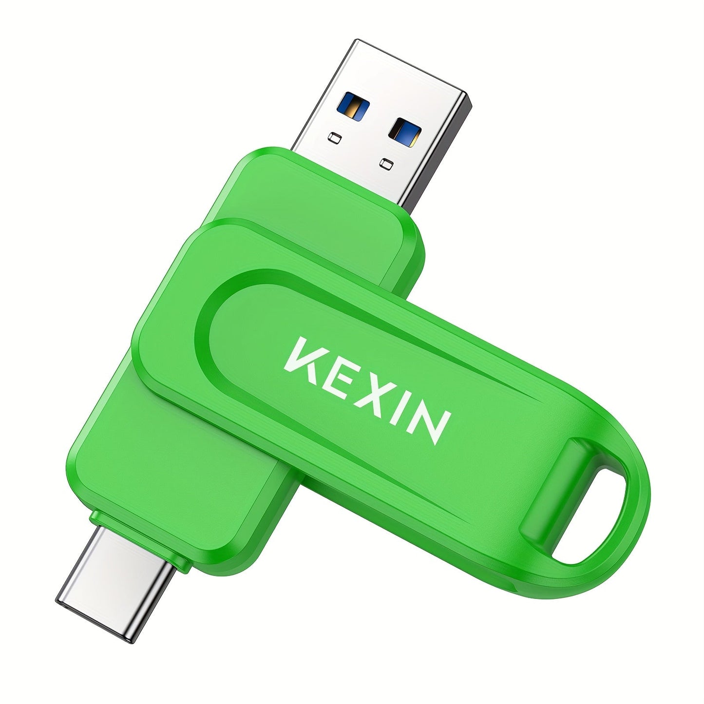 2-in-1 USB-C & USB-A Flash Drive 32GB 64GB 128GB, KEXIN Rotating Thumb Drive Type-C Memory Stick Compatible with iPhone 15 16, Android Smartphone, Tablet, Smart TV, Car Audio, Laptop & PC – 5 Colors