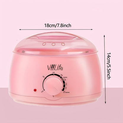Hard Wax Warmer Kit 43 Piece Complete Home Waxing Set with Pink Hard Wax Beads - No Strip Hair Removal for Face Eyebrow Body Brazilian Bikini Underarm - Professional Wax Pot Machine for Women & Men