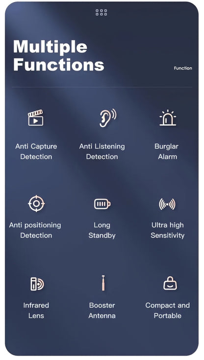 Hidden Camera Detector Anti-Spy RF Signal Scanner, GPS Tracker Finder, Wireless Bug Detector – Portable Privacy Protection for Hotels, Airbnb, Rental Cars, Offices & Travel