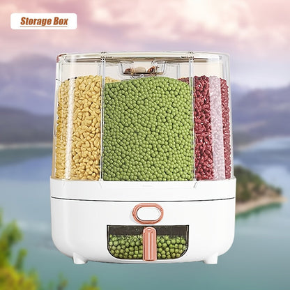 Rotating Grain Food Storage Organizer with Six Compartments and 13lb or 22lb Capacity Options