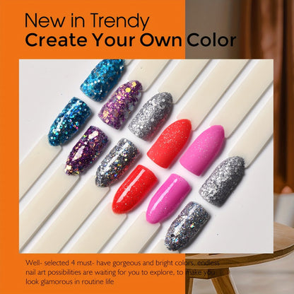 Dip Powder Nail Kit with NOCIS Label, Six 10g Thermal Color-Shift and Mixed Glitter Powder Jars