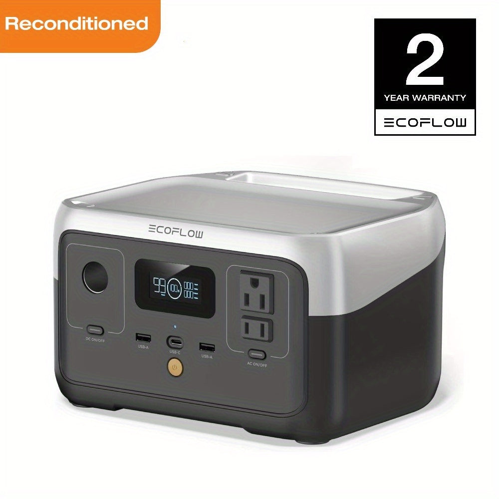 EcoFlow RIVER 2 Refurbished Portable Power Station 240Wh - Certified Refurbished Solar Generator, AC Outlet, Fast Charging, Lightweight for Camping, RV, Home Emergency Backup