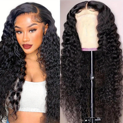 Jerry Curl Human-Hair Lace Closure Wig in Black with 14, 16, 18, 20 or 24-Inch Length Options